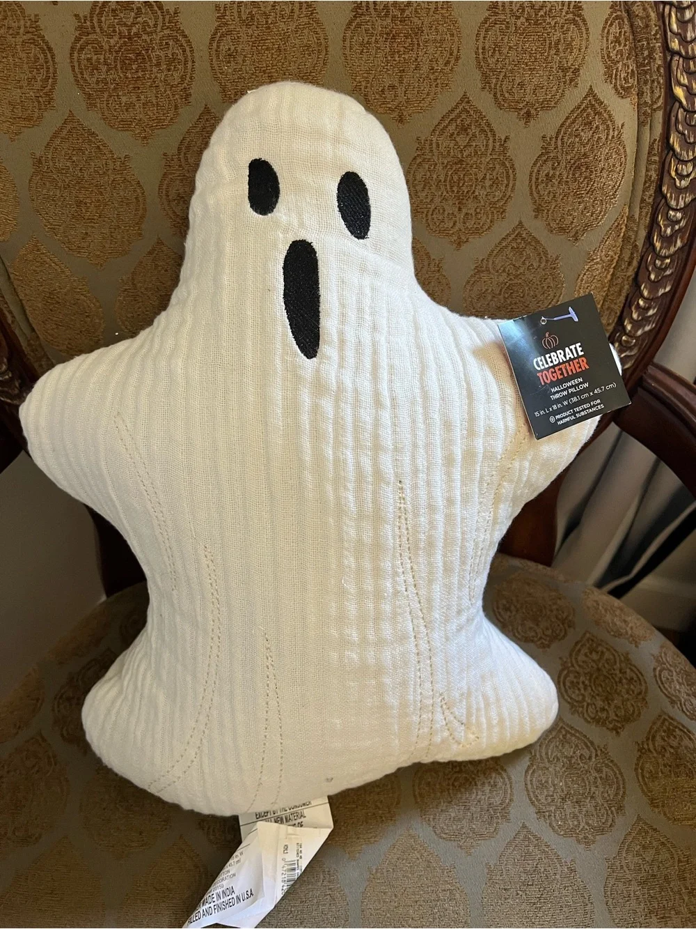 Celebrate Together Cream Ghost Pillow - Cozy Halloween Accent